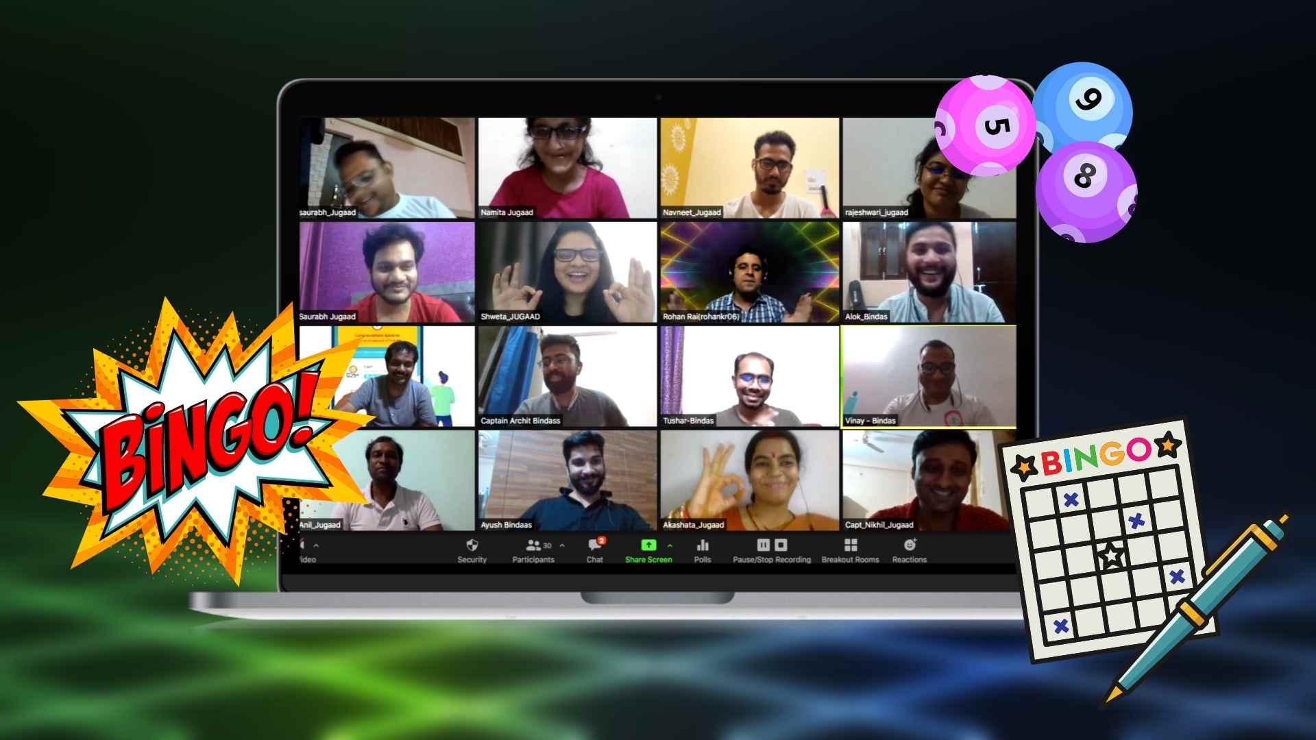 Interactive digital dancing tambola team building activity for employees