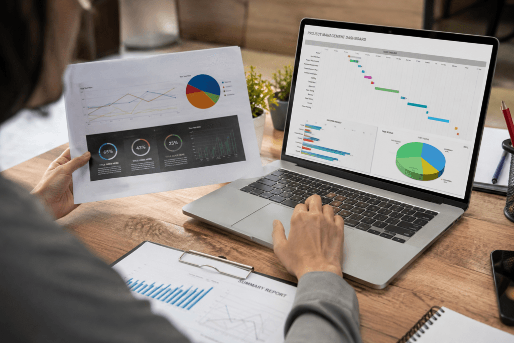 Predictive analytics improving corporate team performance through data-driven team building.