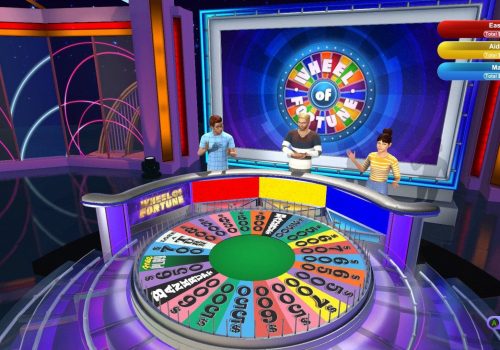 AI Wheel of Fortune corporate team building activity with employees participating in interactive AI-powered gameplay.